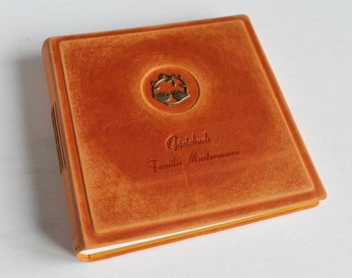 Gästebuch - Album "Familie", im Vintage Look, cognacbraun, groß